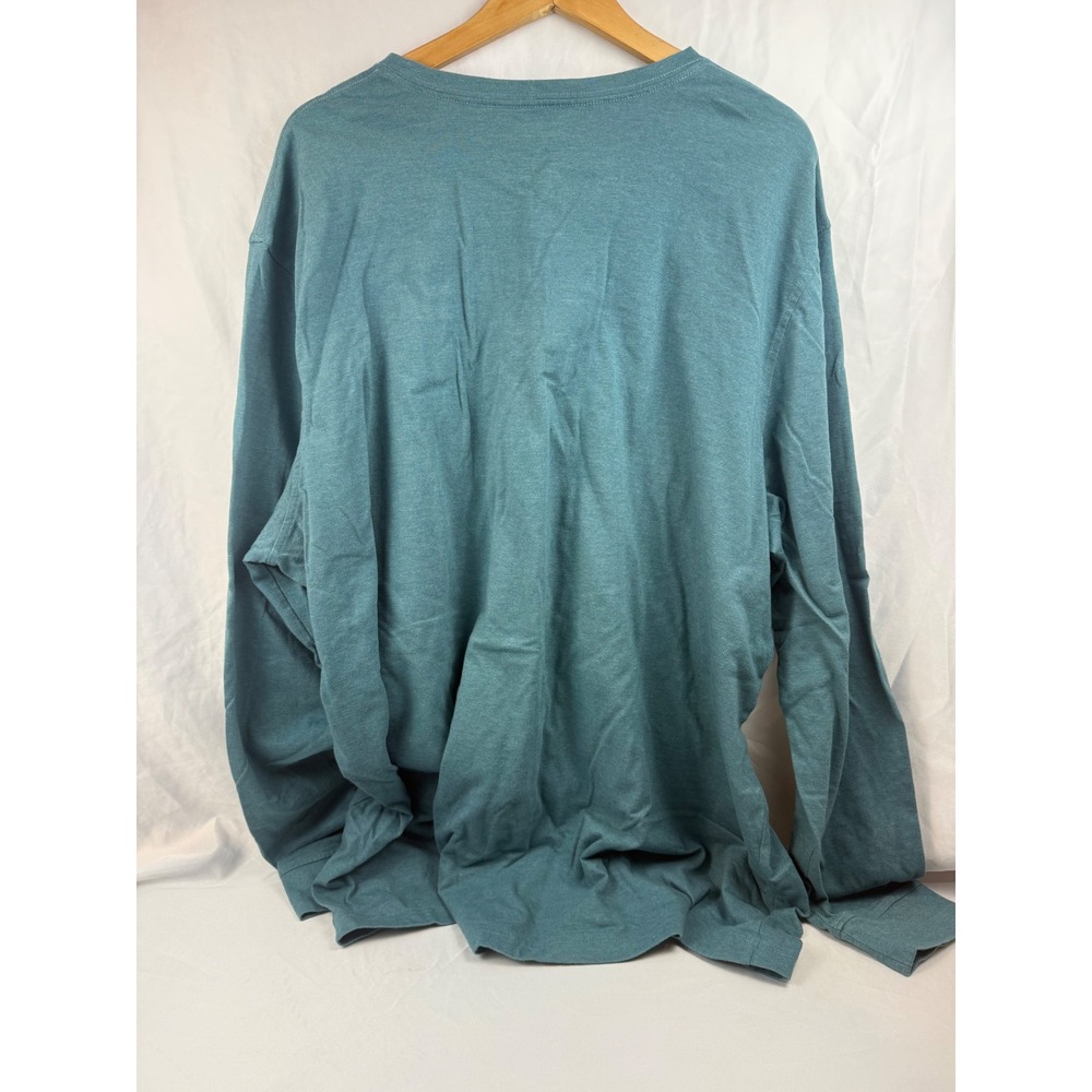 Croft & Barrow Mens 3XLT Extra Soft Henley Shirt Teal Blue Long Sleeve Tall - Picture 2 of 9